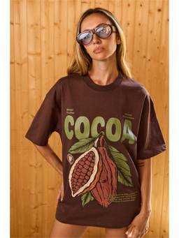 Bonkers Corner - Women Brown Graphic Printed Oversized T-Shirt