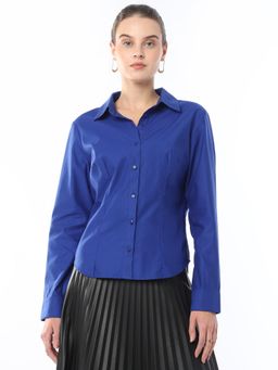 Gazillion - Women Blue Armani Solid Formal Shirt