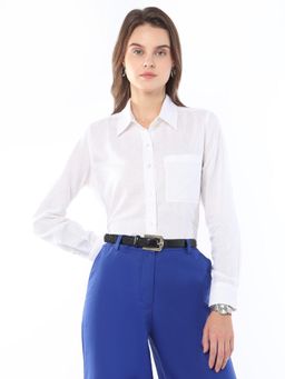 Gazillion - Women White Solid Soft Linen Shirt