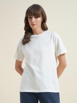 Beatnik - Women White Typography T-Shirt