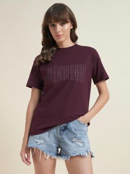 Beatnik - Women Wine Typography T-Shirt