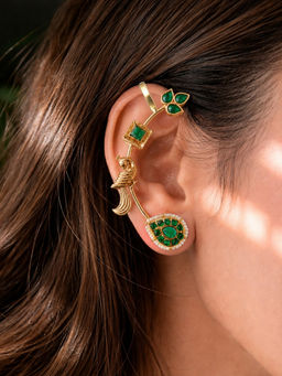 Nuyug - Emerald Peacock Ear Cuffs
