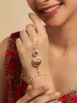 Nuyug - Gulabi Pink Charm Kundan Hathphool