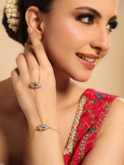 Nuyug - Multi-Color Lotus Shine Stone Haathphool