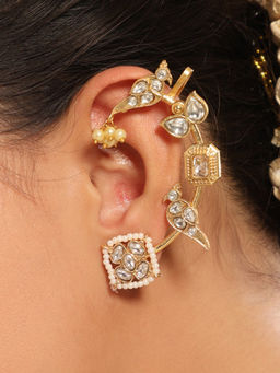 Nuyug - Gold Plated Kundan Naira Ear Cuffs
