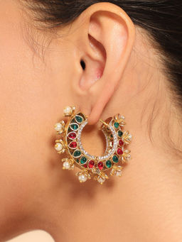 Nuyug - Kanika Multi-Color Floral Hoop Earrings