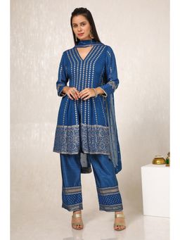 Soch - Women Blue Georgette Sequin Kurta with Pant & Dupatta (Set of 3)
