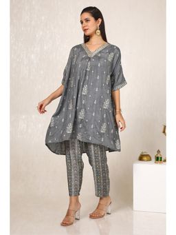 Soch - Women Grey Viscose Blend Embroidered Mirror Work Kurta with Inner & Pant (Set of 3)