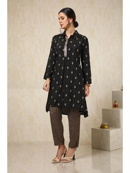 Soch - Women Black Viscose Blend Embroidered Mirror Work Kurta with & Pant (Set of 2)