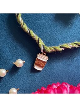 Digital Dress Room - Gold Plated Coffee Cup Charm Rakhi For Raksha Bandhan