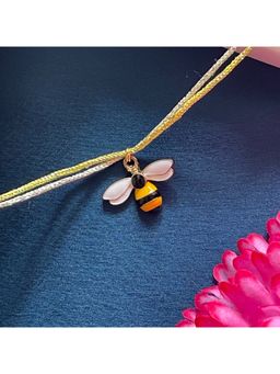 Digital Dress Room - Gold Plated Mini Honey Bee Charm Rakhi For Raksha Bandhan