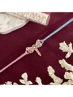 Digital Dress Room - Gold Plated Evil Eye Butterfly Charm Rakhi For Raksha Bandhan