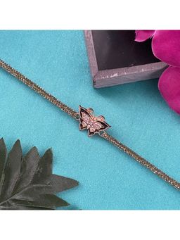 Digital Dress Room - Gold Plated Ad Black Butterfly Charm Rakhi For Raksha Bandhan