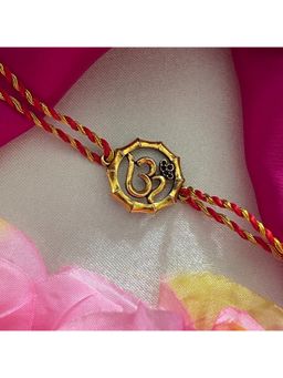 Digital Dress Room - Gold Plated Round Om Pendant Rakhi For Raksha Bandhan