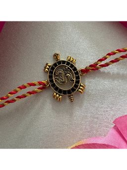 Digital Dress Room - Gold Plated Tortoise With Om Pendant Rakhi For Raksha Bandhan