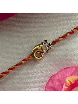 Digital Dress Room - Gold Plated Lord Ganesha Pendant Rakhi For Raksha Bandhan