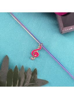 Digital Dress Room - Gold Plated Pink Musical Note Evil Eye Charm Rakhi For Raksha Bandhan