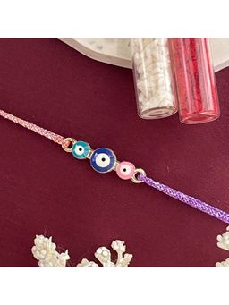 Digital Dress Room - Gold Plated Multicolor Evil Eye Charm Rakhi For Raksha Bandhan