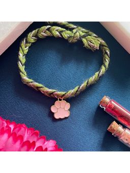 Digital Dress Room - Gold Plated Pink Animal Paw Charm Rakhi For Raksha Bandhan