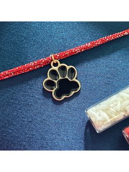 Digital Dress Room - Gold Plated Black Animal Paw Charm Rakhi For Raksha Bandhan