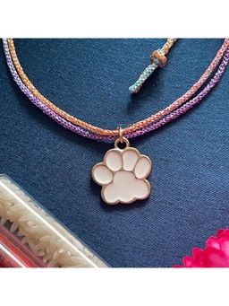 Digital Dress Room - Gold Plated White Animal Paw Charm Rakhi For Raksha Bandhan