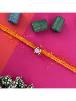 Digital Dress Room - Gold Plated American Diamond Drop Pendant Rakhi For Raksha Bandhan