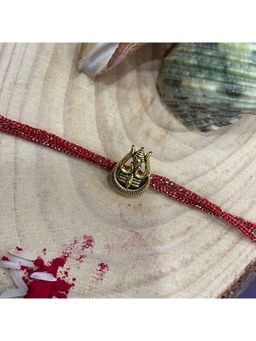 Digital Dress Room - Gold Plated Lord Shiva Trishul Pendant Rakhi For Raksha Bandhan