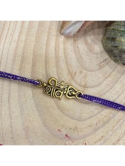 Digital Dress Room - Gold Plated Lord Shiva Name Pendant Rakhi For Raksha Bandhan