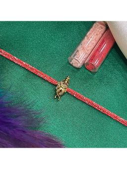 Digital Dress Room - Gold Plated Lord Krishna Pendant Rakhi For Raksha Bandhan
