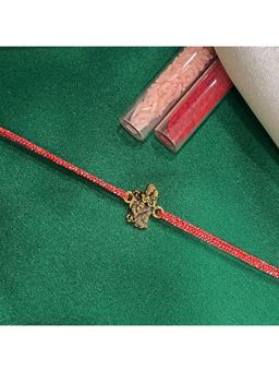 Digital Dress Room - Gold Plated Lord Radha Krishna Pendant Rakhi For Raksha Bandhan