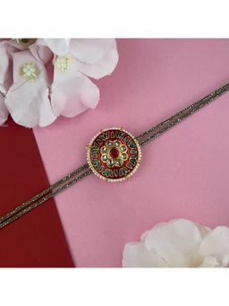 Digital Dress Room - Gold Plated Kundan/Enamel Pendant Rakhi For Raksha Bandhan