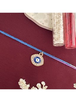 Digital Dress Room - Gold Plated Ad Evil Eye Charm Rakhi For Raksha Bandhan