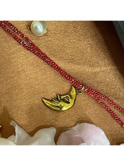 Digital Dress Room - Gold Plated Crescent Moon Charm Rakhi For Raksha Bandhan