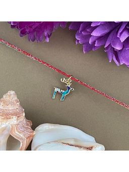 Digital Dress Room - Gold Plated Reindeer Charm Thread Rakhi For Raksha Bandhan