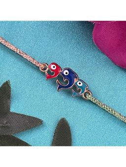 Digital Dress Room - Gold Plated Dolphin Evil Eye Charm Thread Rakhi For Raksha Bandhan