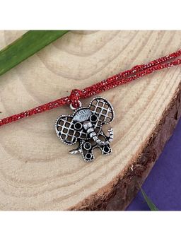 Digital Dress Room - Silver Plated Elephant Charm Rakhi For Raksha Bandhan