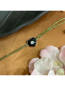 Digital Dress Room - Gold Plated Heart Evil Eye Charm Pendant Rakhi For Raksha Bandhan