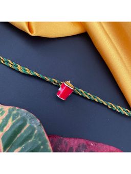 Digital Dress Room - Gold Plated Mini Coffee Mug Charm Rakhi For Raksha Bandhan