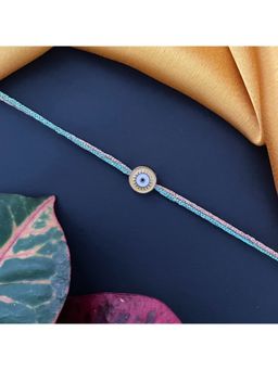 Digital Dress Room - Gold Plated Yellow Round Pendant Rakhi For Raksha Bandhan