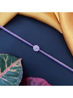 Digital Dress Room - Gold Plated Pink Round Pendant Rakhi For Raksha Bandhan