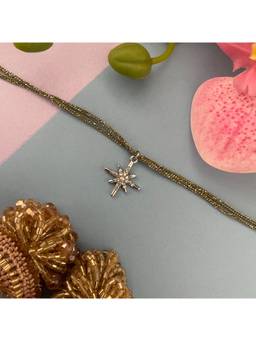 Digital Dress Room - Silver Plated Star Charm Pendant Thread Rakhi For Raksha Bandhan