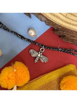 Digital Dress Room - Silver Plated Dragonfly Charm Pendant Thread Rakhi For Raksha Bandhan