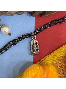 Digital Dress Room - Silver Plated Lantern/Lamp Charm Pendant Thread Rakhi For Raksha Bandhan
