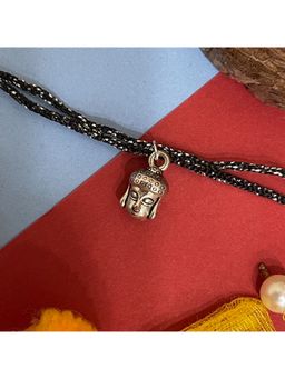 Digital Dress Room - Silver Plated Buddha Charm Pendant Thread Rakhi For Raksha Bandhan