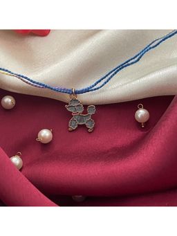 Digital Dress Room - Gold Plated Grey Enamel Pet Dog Charm Rakhi For Raksha Bandhan