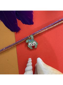 Digital Dress Room - Gold Plated Enamel Rabbit Charm Pendant Rakhi For Raksha Bandhan,Bro