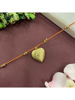 Digital Dress Room - Gold Plated Heart Photo-Frame Pendant Rakhi For Raksha Bandhan