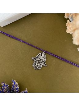 Digital Dress Room - Silver Plated Big Hamsa Pendant Rakhi For Raksha Bandhan