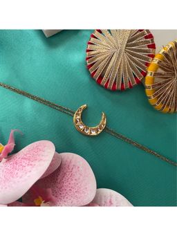 Digital Dress Room - Gold Plated Kundan Pendant Rakhi For Raksha Bandhan