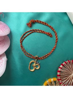 Digital Dress Room - Gold-Silver Plated Om Pendant Rakhi For Raksha Bandhan